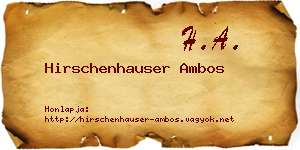 Hirschenhauser Ambos névjegykártya
